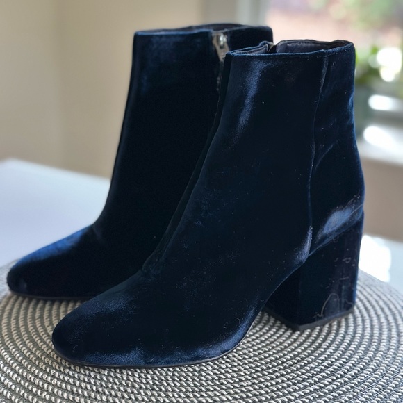 Anthropologie Sam Edelman Blue Velvet Taye Ankle Booties size 8-1/2 - Picture 17 of 17